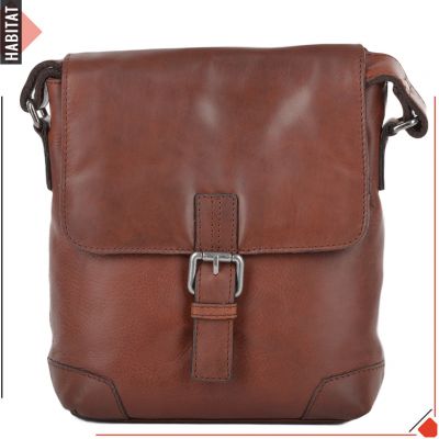 3 Pocket Luxury Small Tan Leather Flight Bag