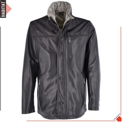 Men Removable Inner 2 in 1 Black Leather Jacket